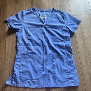 Adar Women's Short Sleeve Blue V-Neck Scrub Top Heathcare Uniform